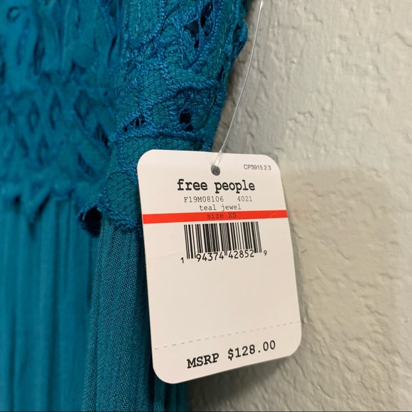NWT Free People Adella Maxi Slip Dress in Teal Jewel Blue - Picture 12 of 12